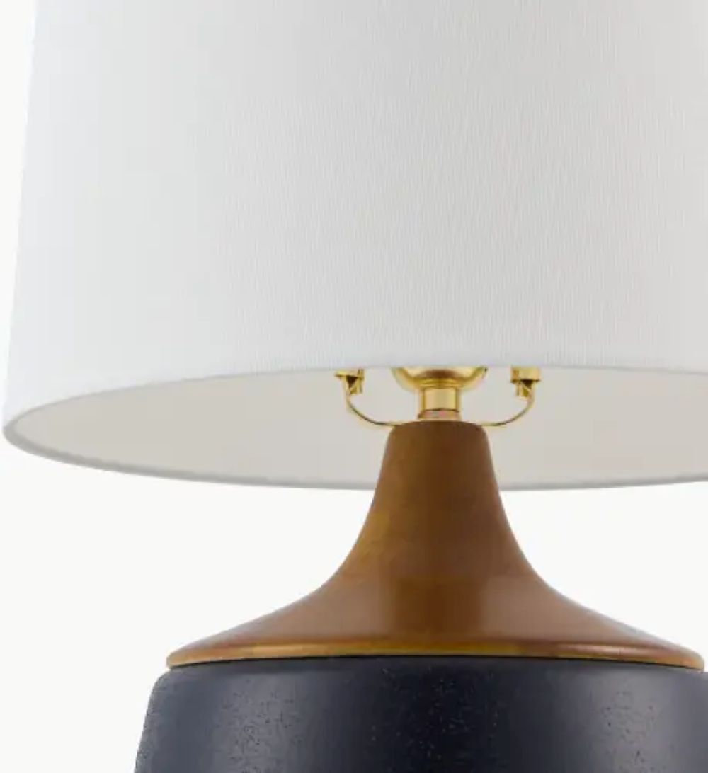 Ceramic Table Lamp, Navy, White