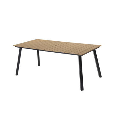 Yellow Dining Table Steel Umbrella Hole, Folding Ideal for Outdoor, Patio, Deck, Garden, Backyard, Pool, Poolside