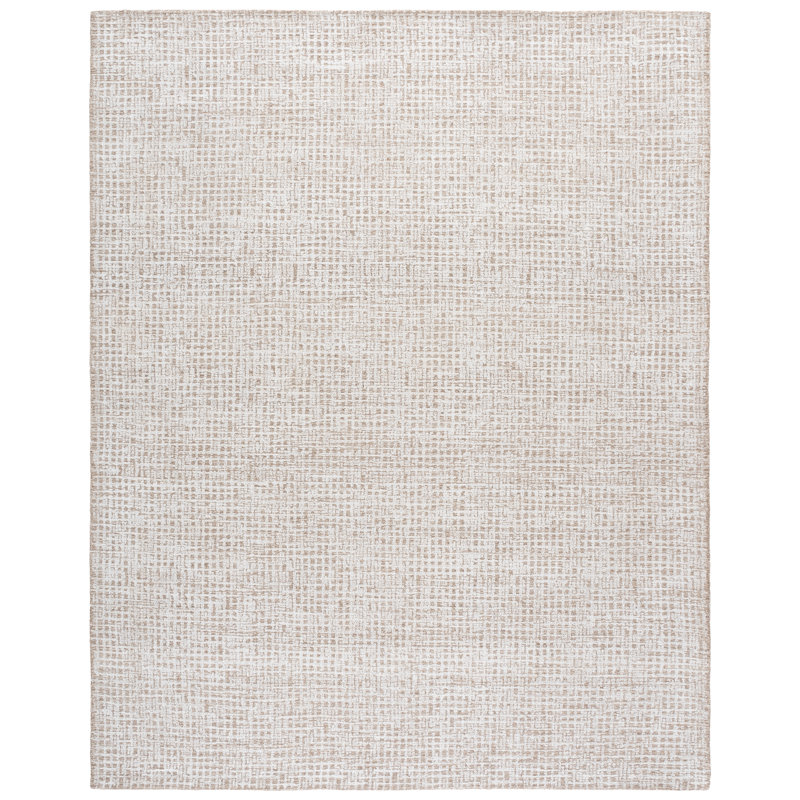 Reaver Hand Tufted Viscose Wool Cotton with Latex Abstract Rug in Ivory, Rectangle 10' x 14'