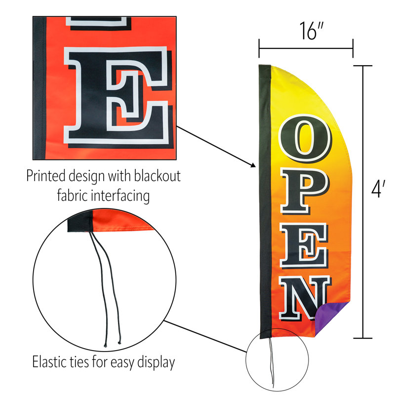 4' Heavy Duty Open Gradient Double Sided 48'' H x 16'' W Polyester Feather Banner