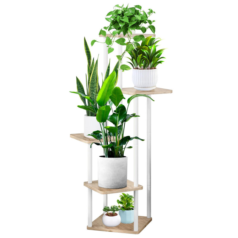 Support pour plante 5 niveaux, Naturel / Blanc