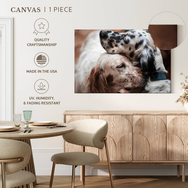 Cuddling English Setters, 34" H x 51" W