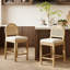 Tabourets de bar en bois avec dossier en rotin naturel (ensemble de 2)-1888282451