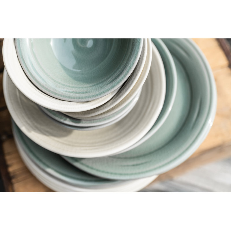 Belmont Handmade Stoneware Dinner Plate, Crackle Ivory