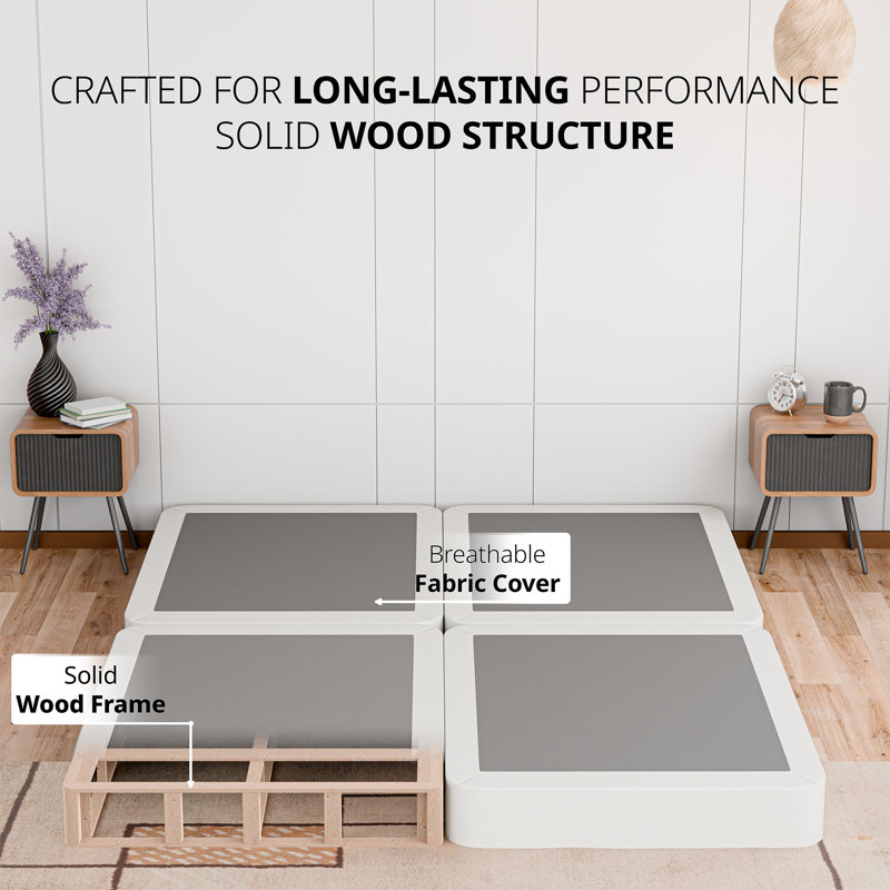 Sommier tapissier / base en bois fendu pour support de matelas, entièrement assemblé, Très grand, Profil bas (4 po)