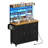Farmhouse Bakers Rack with Power Outlet and LED Light, Microwave Stand Coffee Bar Cabinet on Wheels-1862852905