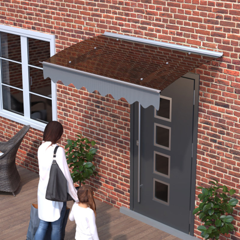 (Conceptual Duplicate Removed) Polycarbonate & Aluminum Door Window Awning Canopy - Masonry Wall Compatible, Dark Brown