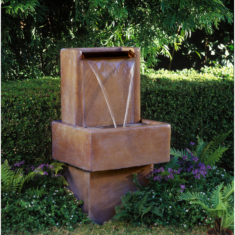 Cast Stone Mini Water Wall Fountain, Chestnut