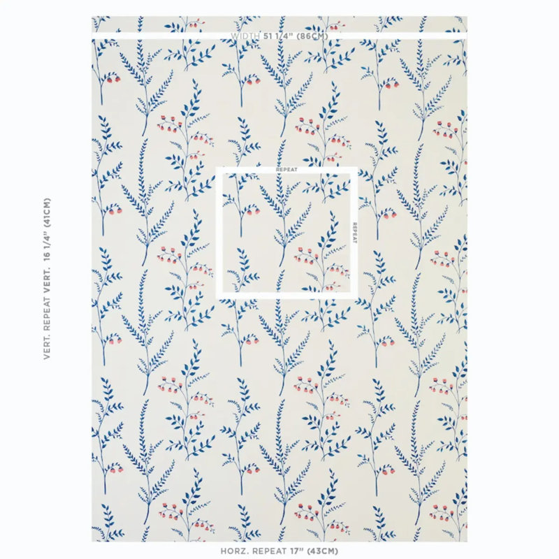 Cynthia Embroidered Print Fabric, Blue/ Medium Blue/ White