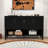 Modern Four-Door Sideboard Buffet Cabinet with Adjustable Shelves, Open Storage and Geometric Doors-1761037954