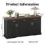 Buffet moderne cannelé avec quatre portes et trois tiroirs, console de rangement polyvalente pour la cuisine, la salle à manger, le salon ou le vestibule, tablettes réglables et dispositifs de sécurité anti-basculement inclus-805154258