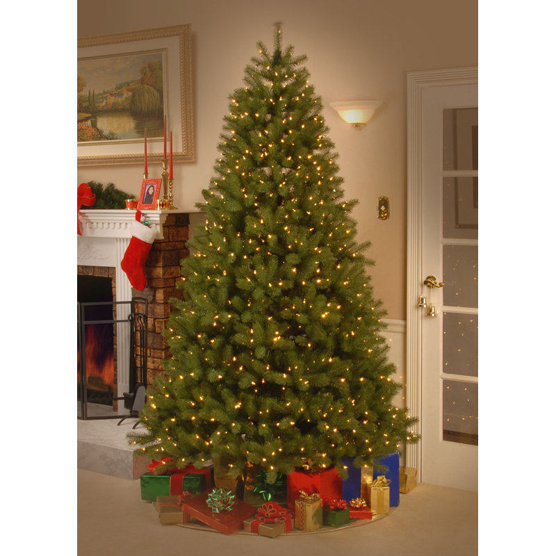 Pre-Lit Fir Christmas Tree, 9' H x 71" W, Pre-Lit