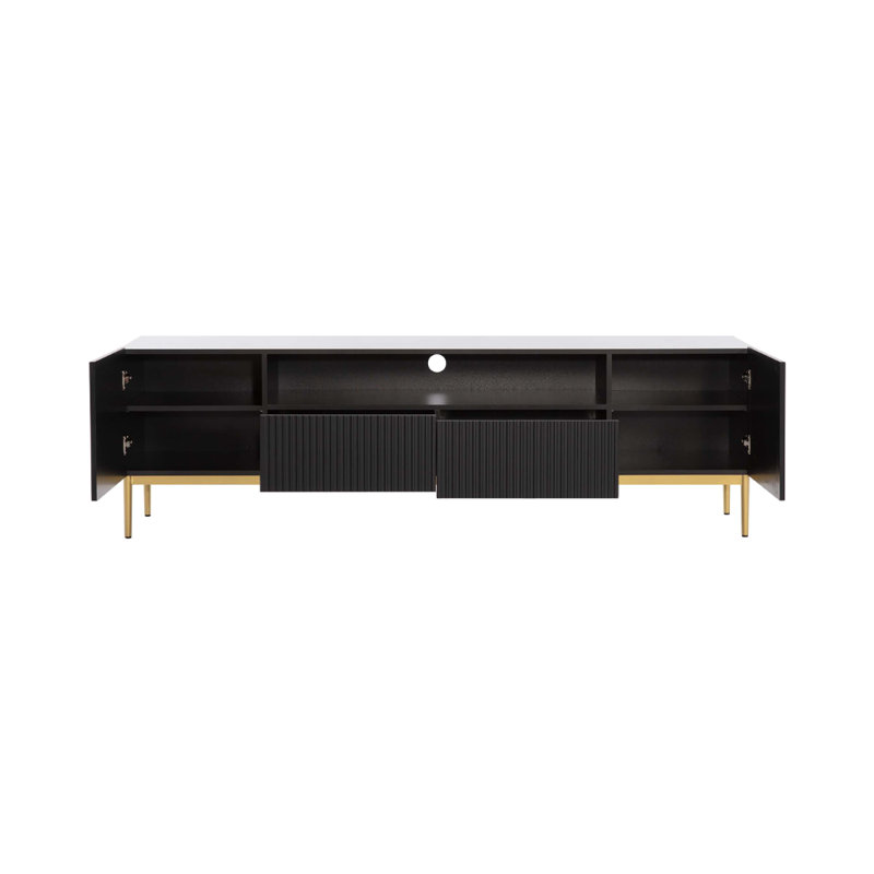 Nicole 75" Matte Black European Modern Media Console with Cabinet