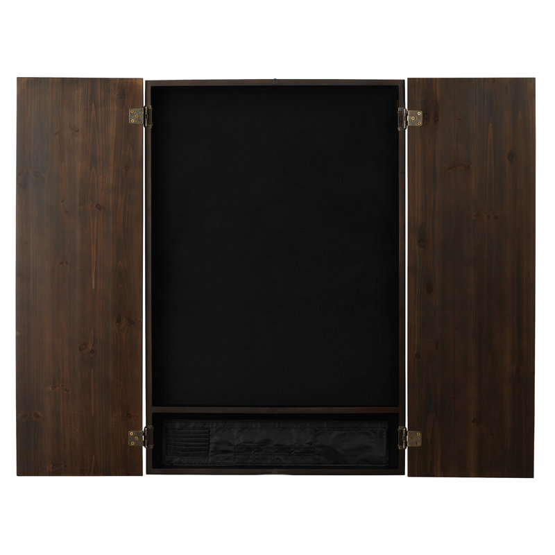 Espresso Solid Pine Electronic Dartboard Cabinet Set with Soft Tip Darts