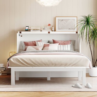 Murphy Bed With USB Port And Removable Shelves On Each Side, Ideal For Space - Saving And Convenient Charging In Any Room