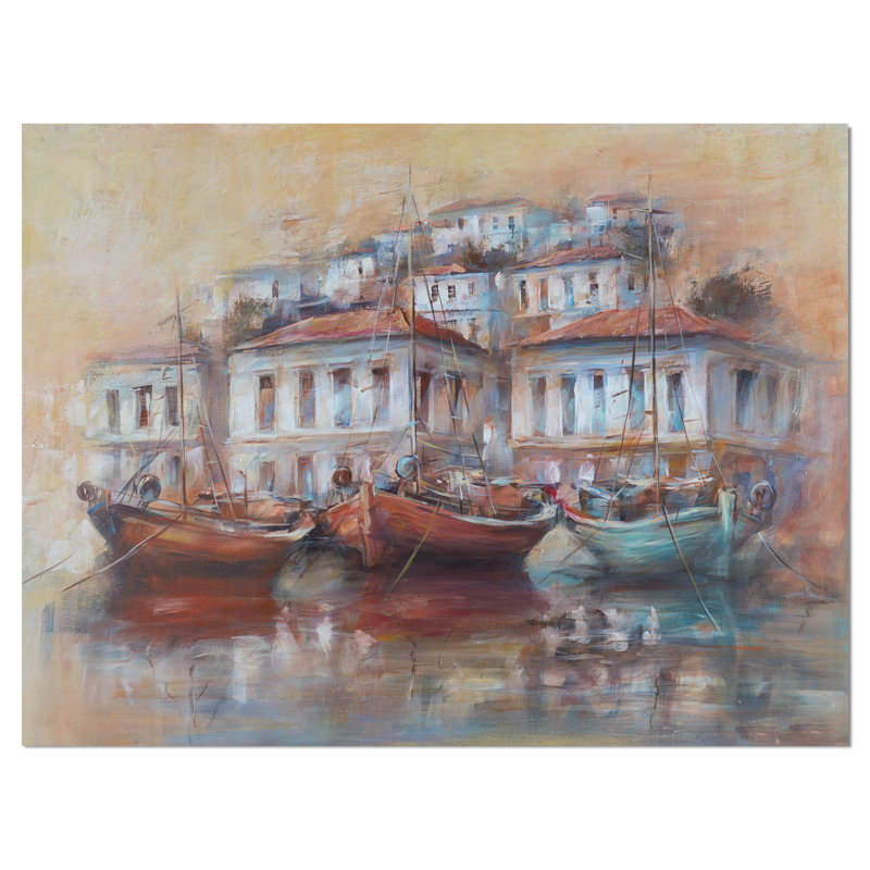 «Calm Sea with Boat», impression, H 20 po x l 20 po x P 1 po, Toile tendue