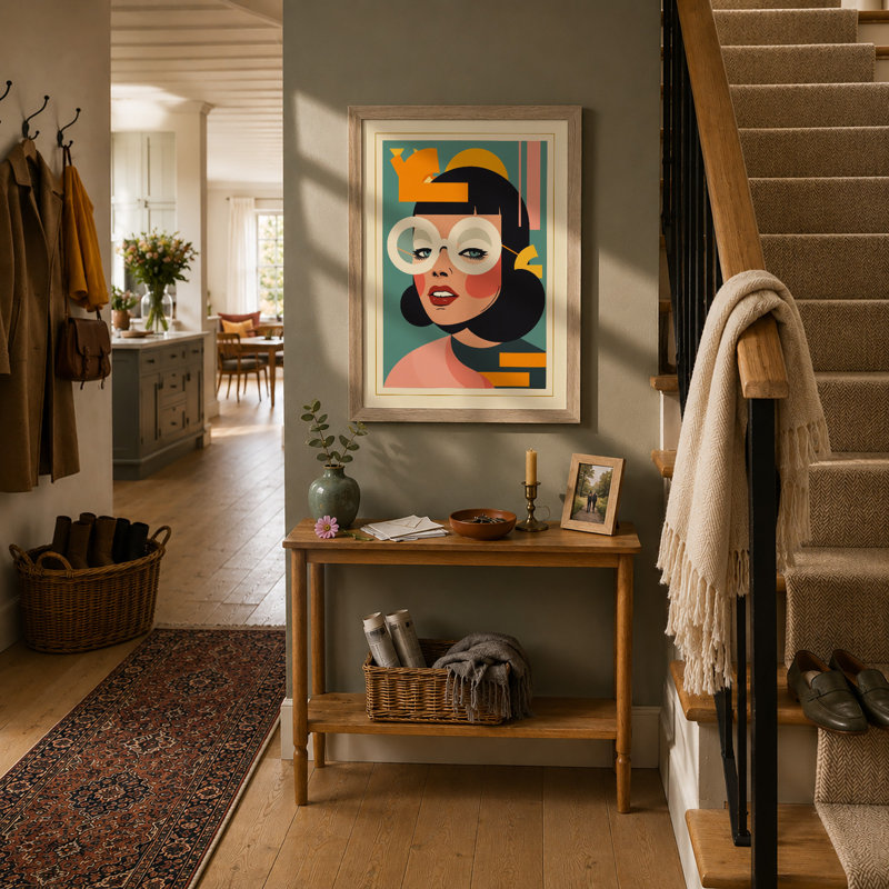 Portrait Art Deco - Framed Print, A2 - 59.4 x 42.0 cm, Oak