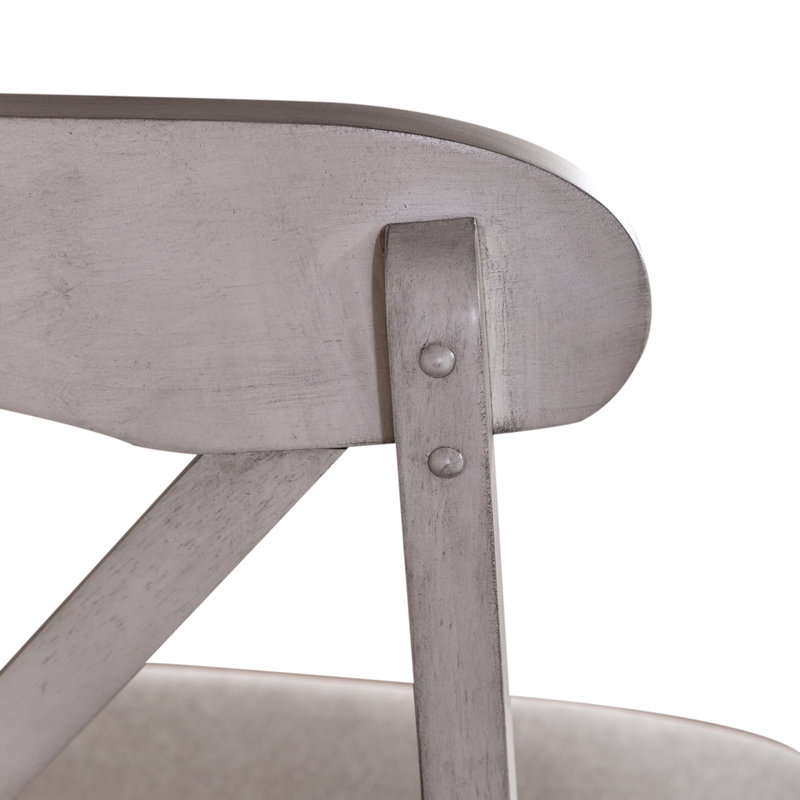 Quinta 24'' H Linen Upholstered Side Chair, Dark Gray Polyester Blend, White
