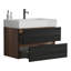 Meuble-lavabo de 30 pi pour salle de bain moderne, fixé au mur avec lavabo d'ingénierie et deux tiroirs noirs, conception unique - finition de qualité E0, lavabo blanc à fermeture en douceur et à fermeture en douceur, Mid Century E1