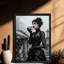 «Black», encadré noir, rétro, gothique romantique, dames et crâne, art mural, impressions de style rétro-120715793