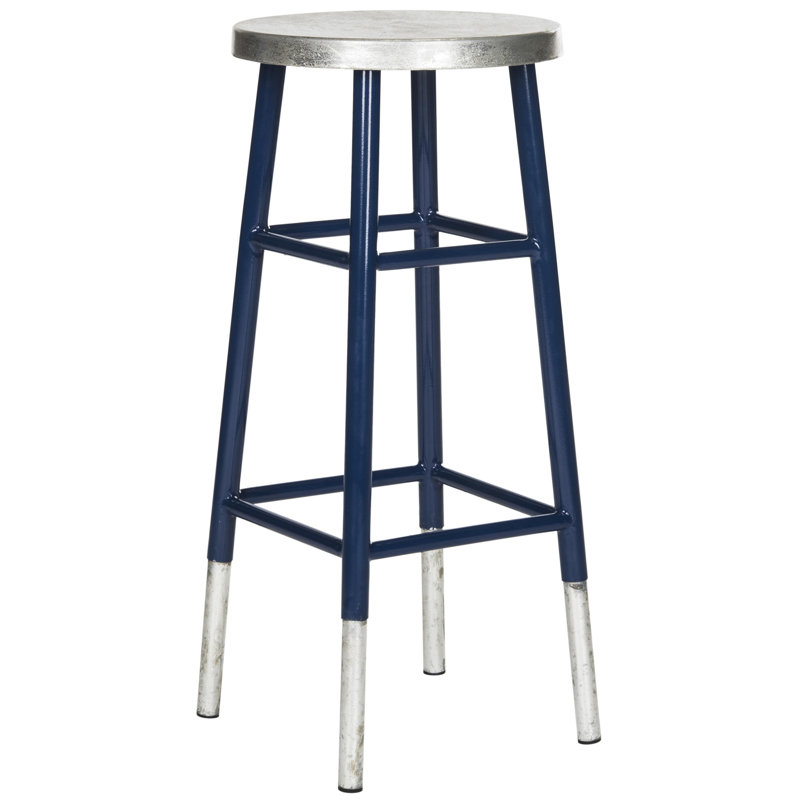 Tabouret de bar et de comptoir Amiaha, Marine, Tabouret de bar (assise de 30 po de hauteur), Argent