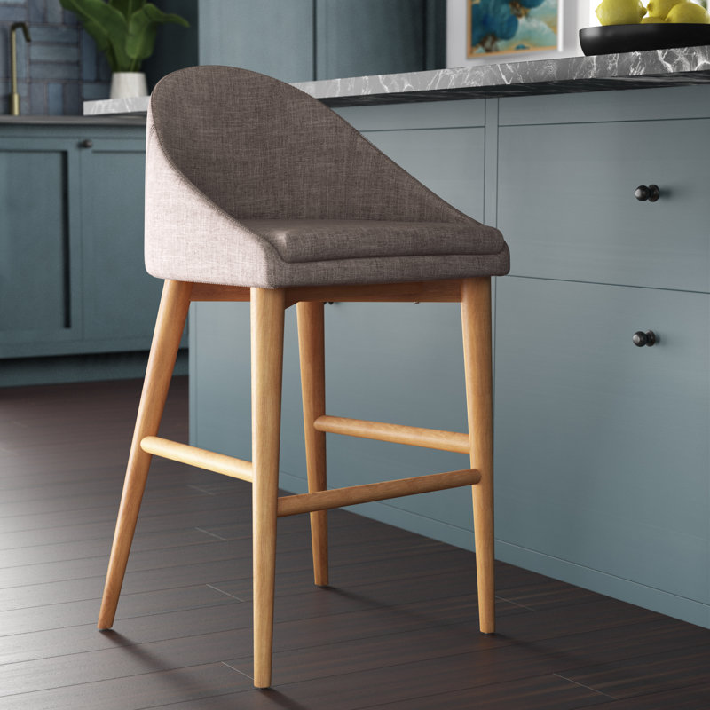 Tabouret de comptoir et de bar Prescott, Gris foncé, Tabouret de comptoir (siège d'une hauteur de 26,4, Noyer brun