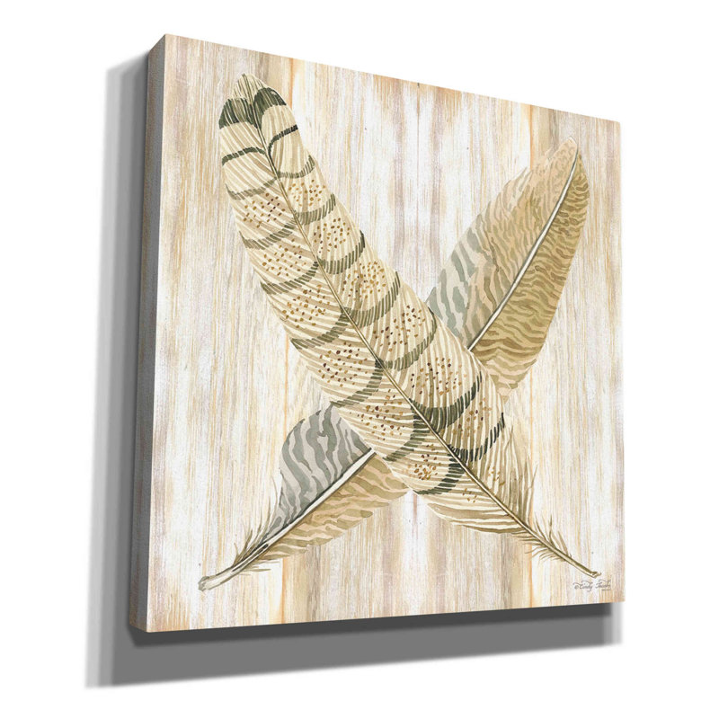 «Feathers Crossed I» par Cindy Jacobs, art mural sur toile, H 12 po x l 12 po x P 0,75 po