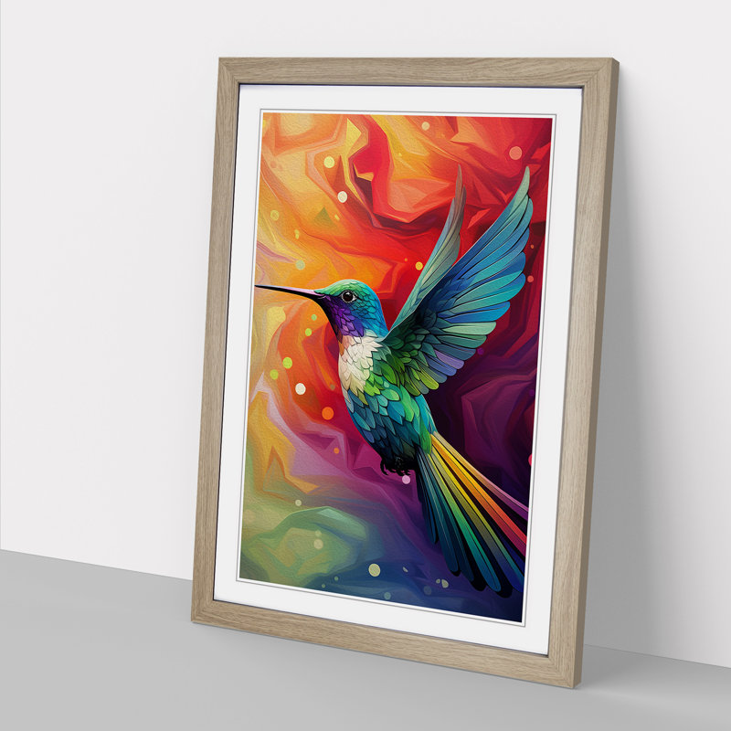Hummingbird Op - Framed Print, 46cm H x 34cm W x 2cm D, Oak Framed
