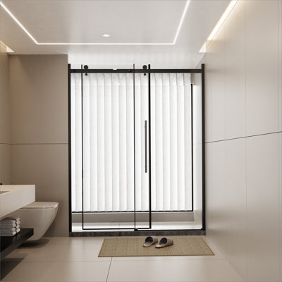 Durable Glass Shower Door With Stainless Steel Handle And Support Bar,Sliding Design For Walk-In Showers