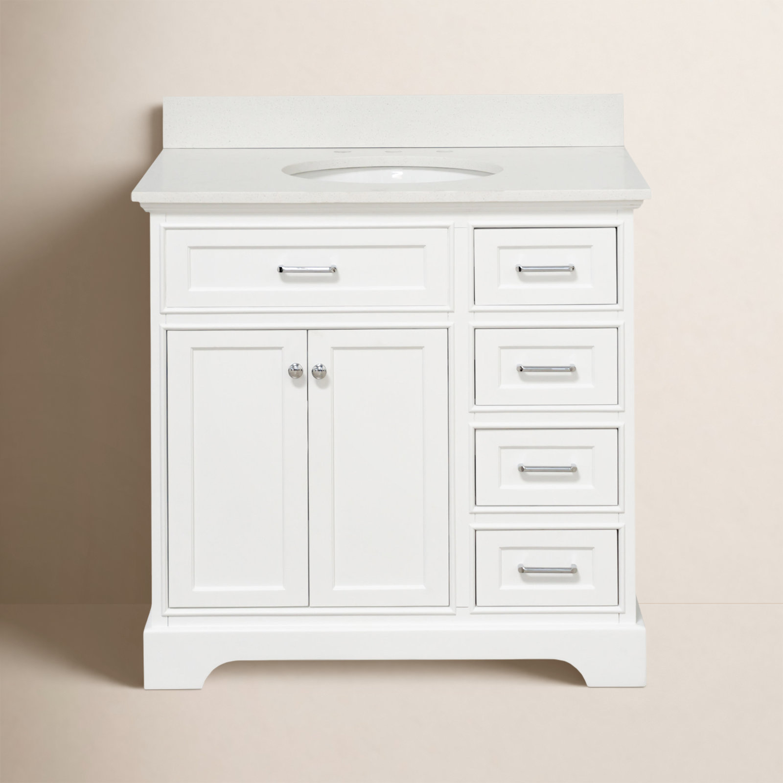 Ronnie 36'' Single Bathroom Vanity, White, Quartz