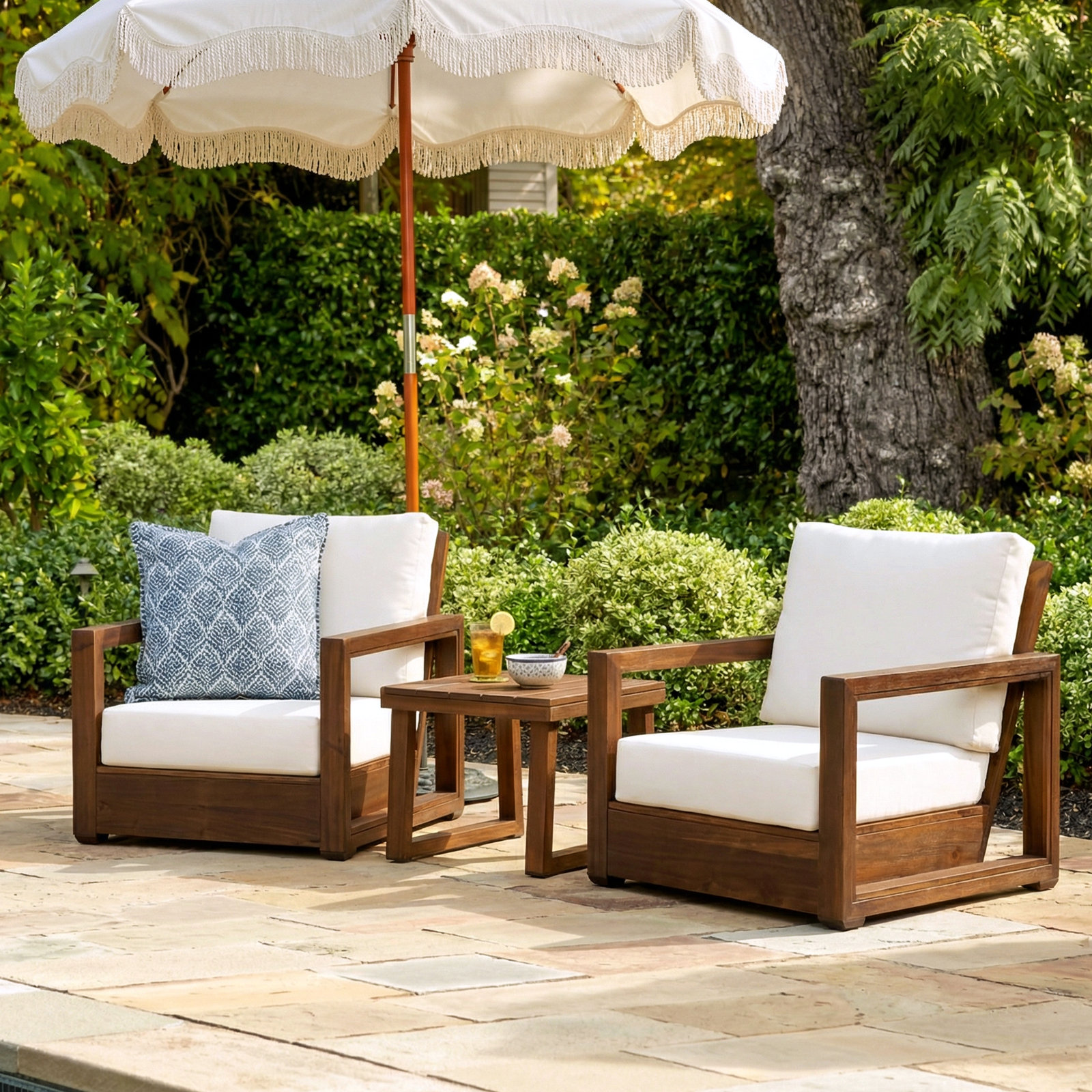 Donnie 2-Person Acacia Patio Seating Group, Mocha
