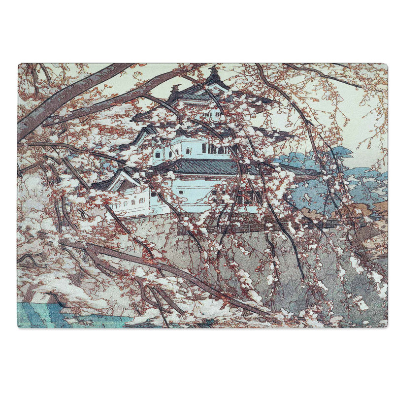 Glass Hirosaki Castle by Hiroshi Yoshida Chopping Board, 39 cm W x 28.5 cm L