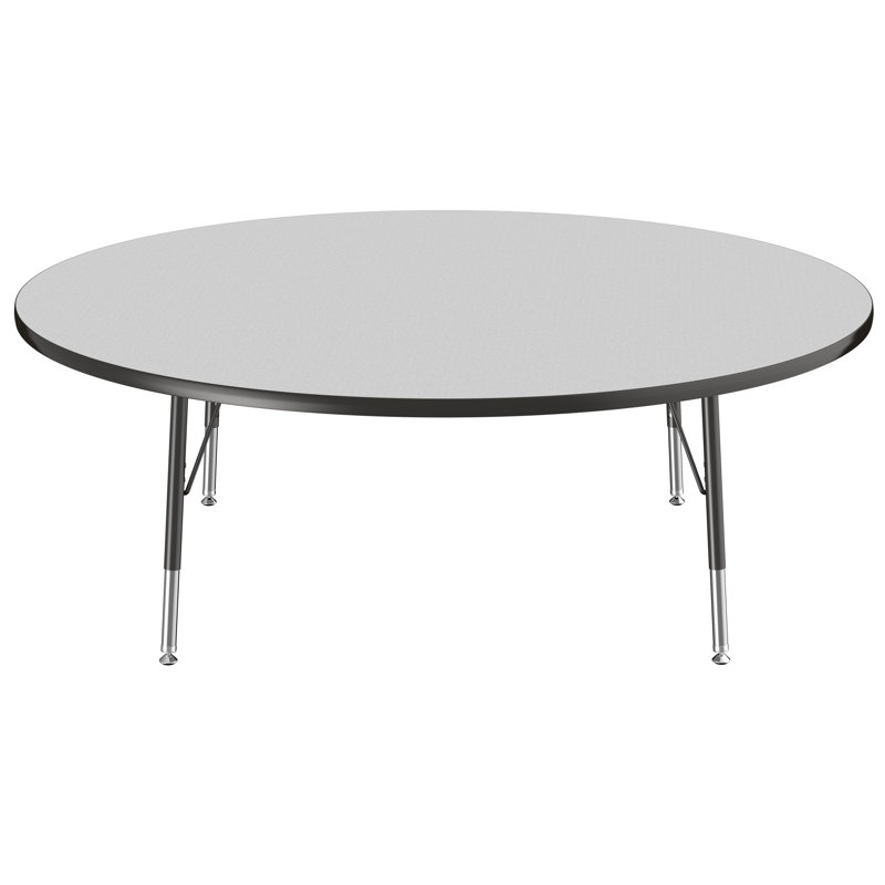 Table ronde à hauteur réglable, Gris / noir, Gris, H 24 po x L 60 po x l 60 po