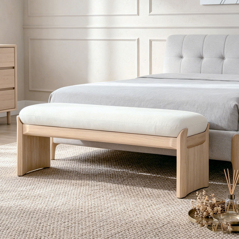Banc en bois de caoutchouc 51,5 pouces beige