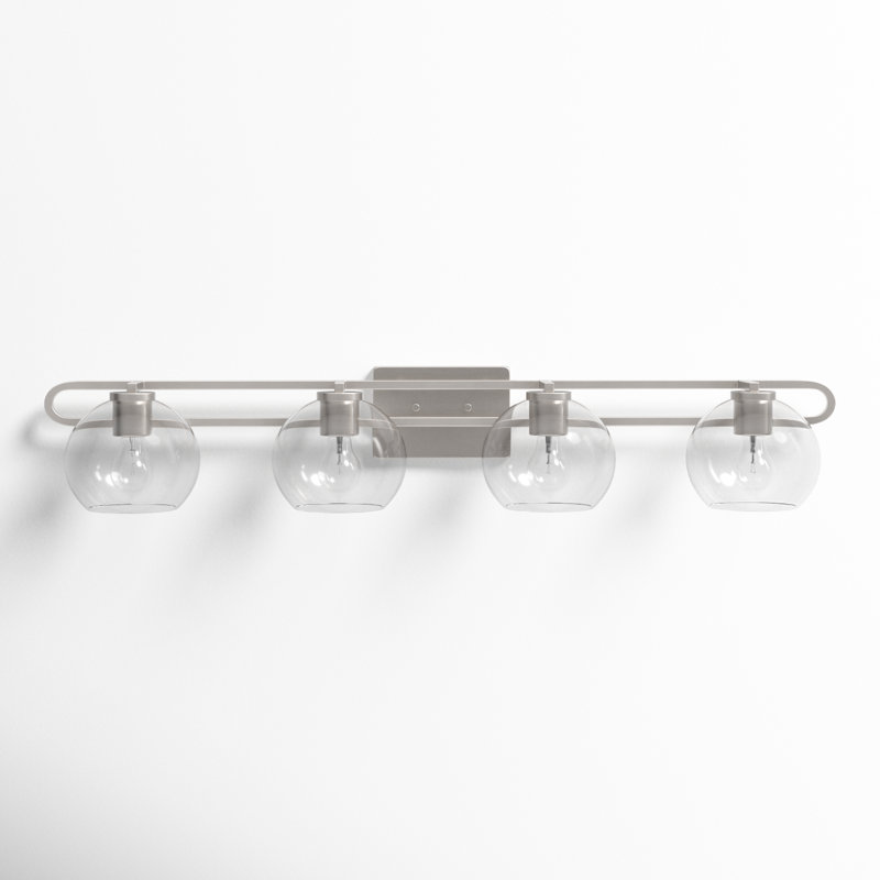 Eveline 4 Light Transparent Dimmable Vanity Light, Brushed Nickel