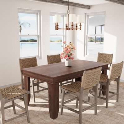 63" Rustic Farmhouse Rectangular Wooden Dining Table Seats 6-8 People, Sturdy Solid Wood Frame with Vintage Wood Finish, Multi-Purpose Large Dinner Table for Kitchen, Dining Room & Office Conference