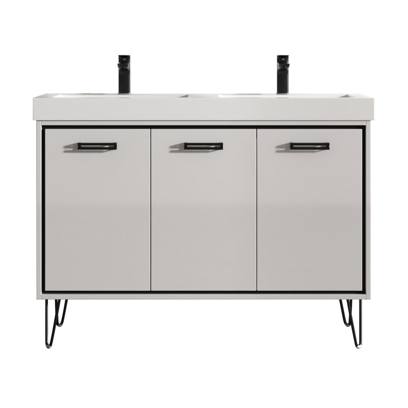 Lunea 48'' Double Bathroom Vanity with Resin Top, Tan