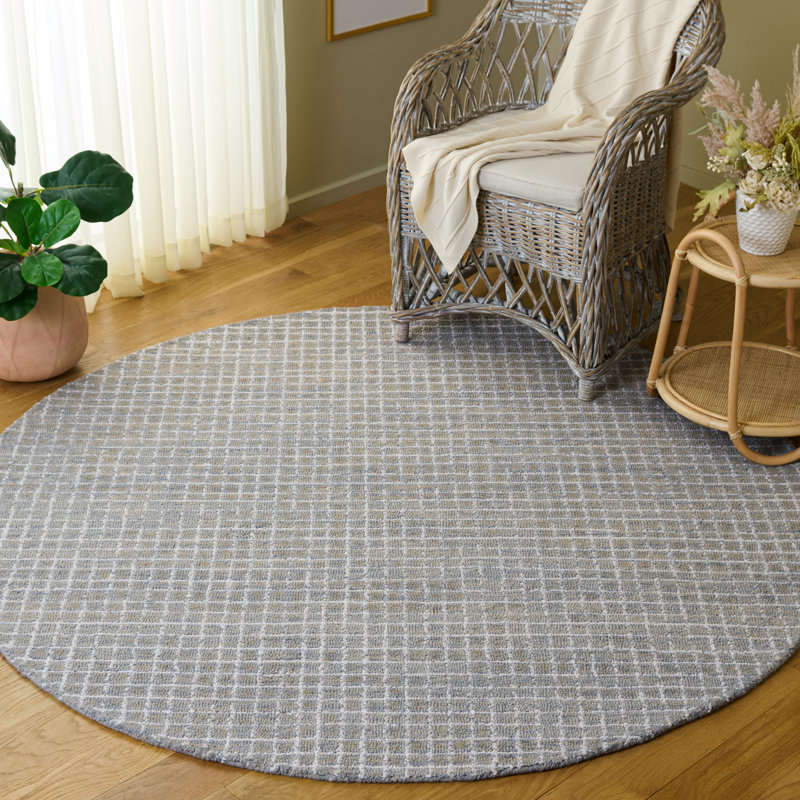 Abstract Hand Tufted Performance Abstract Indoor Rug, Round 6'