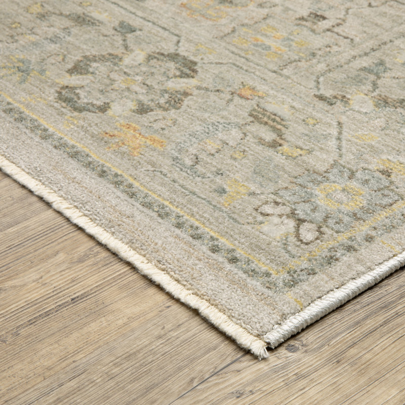 Kulas Global Floral Beige/ Blue Area Rug, Runner 2'3" x 7'9"