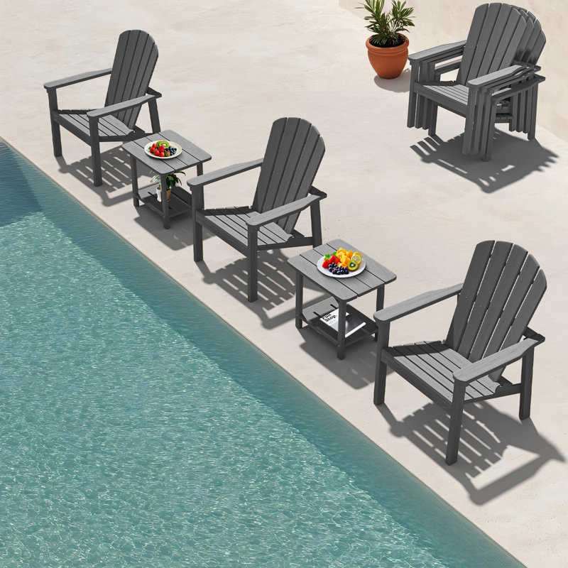 Set of 2 Stackable Adirondack Chairs – All-Weather HDPE Outdoor Patio Chairs with Ergonomic Design, Easy Storage, and Low Maintenance