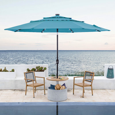Parasol de marché avec lumières solaires, parasol de table pour la terrasse