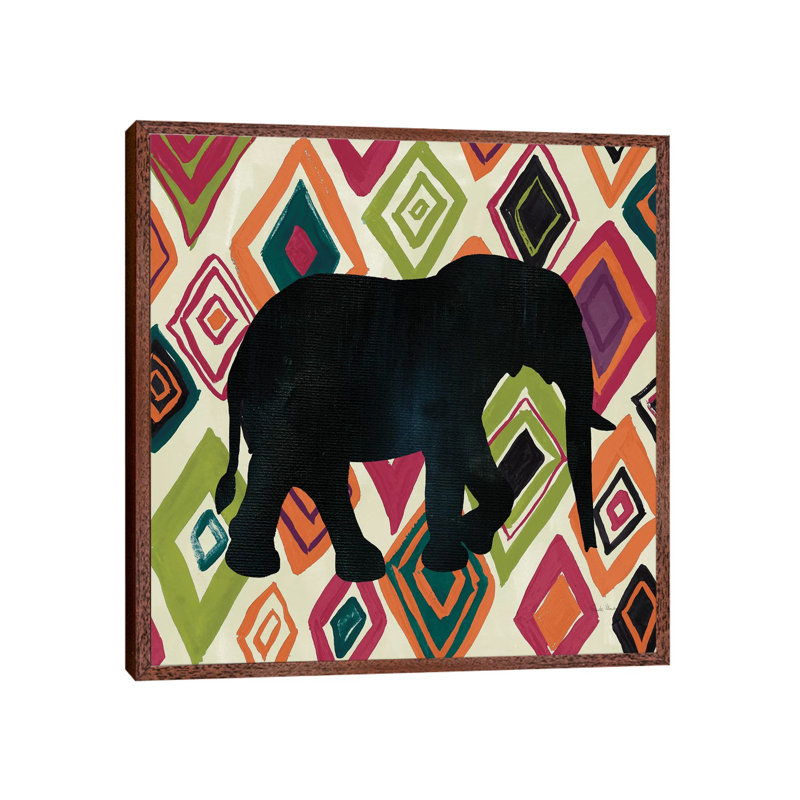 African Animal I Jewel by Farida Zaman - Print on Canvas, 93.98cm H x 93.98cm W x 3.81cm D, Classic Brown Wood Framed