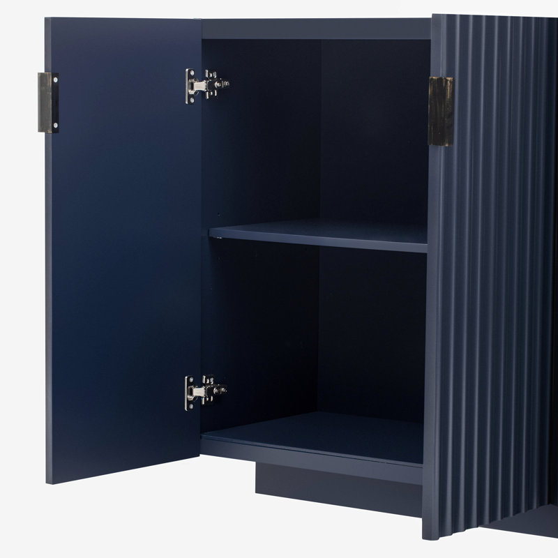 Buffet Cabinet With Storage, Sideboard Cabinet With Ample Storage Space,4 Fluted Doors Credenza Storage Cabinet With Adjustable Shelves For Dining Room And Living Room