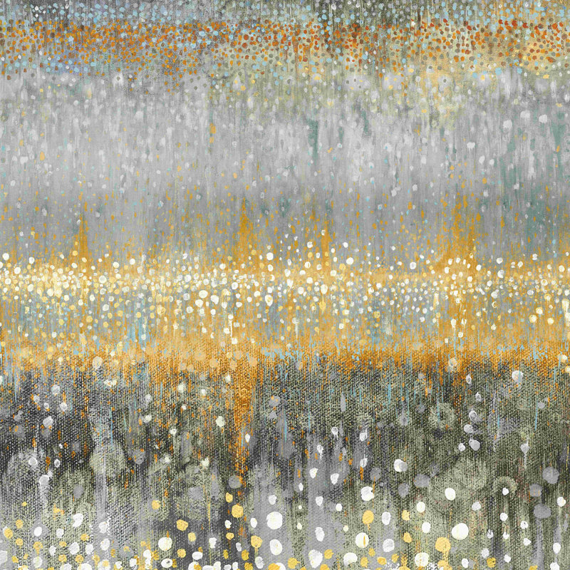 Pluie abstraite I automne - peinture, H 20 po x l 20 po, Toile tendue