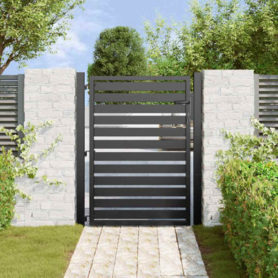 Barrière de patio verrouillable en aluminium noir Vidaxl