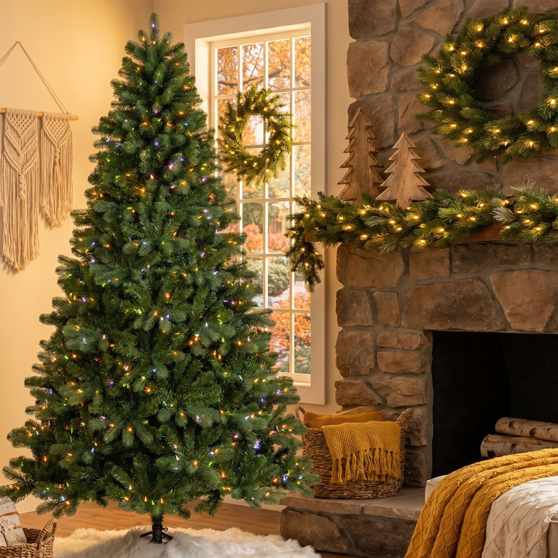 Sapin de Noël artificiel vert 7,5 pi - 680 lumières C3 claires, 10 fonctions avec télécommande, 7.5ft