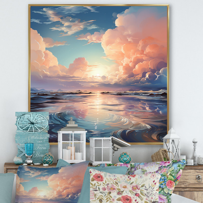 «Clouds Charm», impression sur toile, H 24 po x l 24 po x P 1 po, Cadre flottant doré