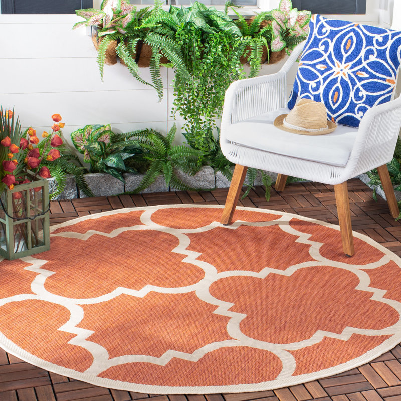 Herefordshire Performance Geometric Indoor/Outdoor Area Rug, Round 6'7"