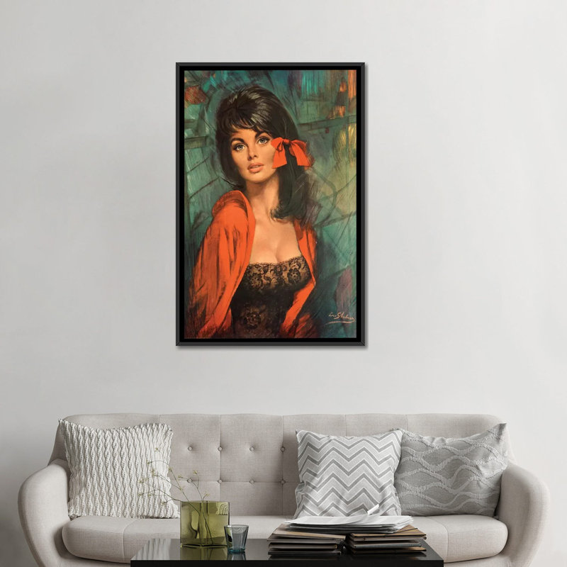 « melanie », impression sur toile, H 24 po x l 16 po x P 1 po, Papier avec cadre noir, Blanc