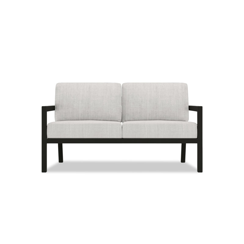 Vivant 56.25" Wide Outdoor Loveseat with Sunbrella® Cushions, Black, Canvas Natural Sunbrella® Canvas